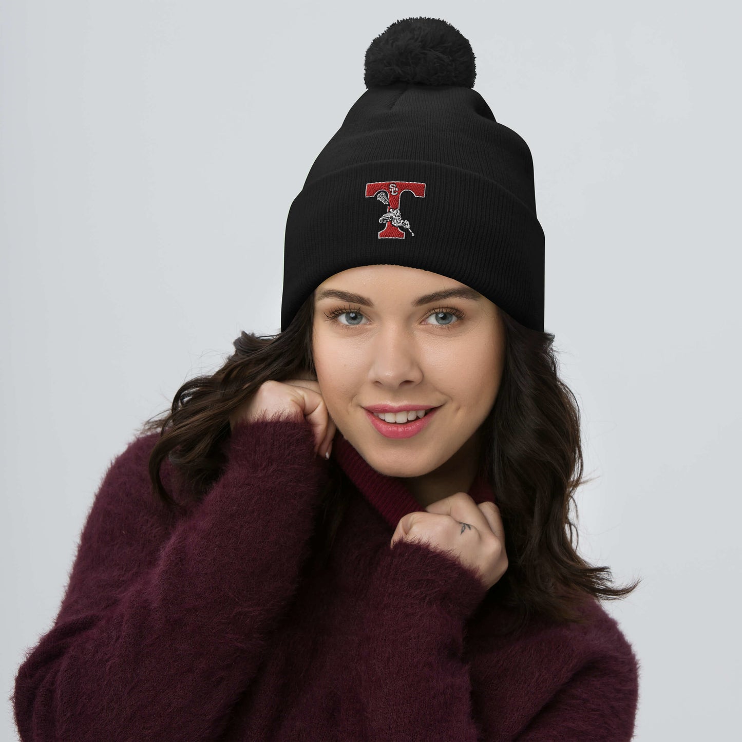 Pom-Pom Embroidered Beanie